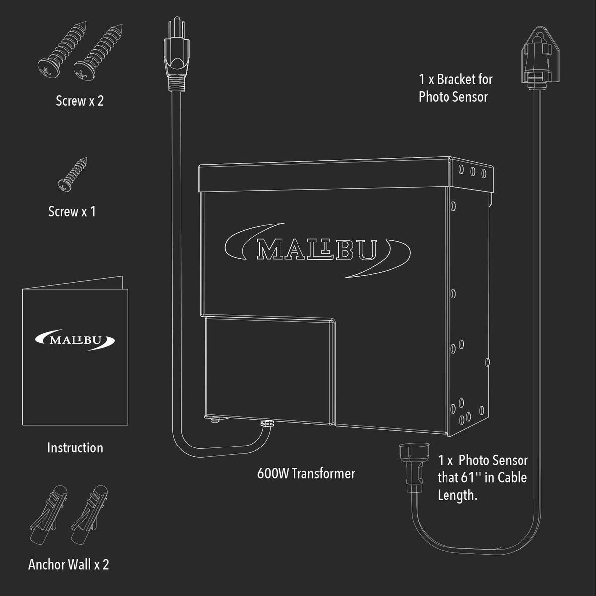 600 Watt Power Pack with Sensor Photo Cell and Weather Shield for Low Voltage Landscape Lighting M274