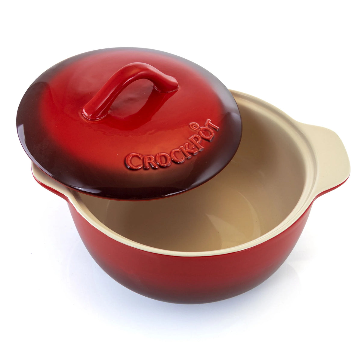 2.3 Quart Round Stoneware Casserole with Lid in Red X27174