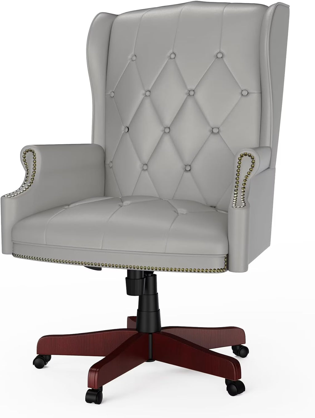 Gray High Back PU Leather Office Chair with Caster Wheels K425981