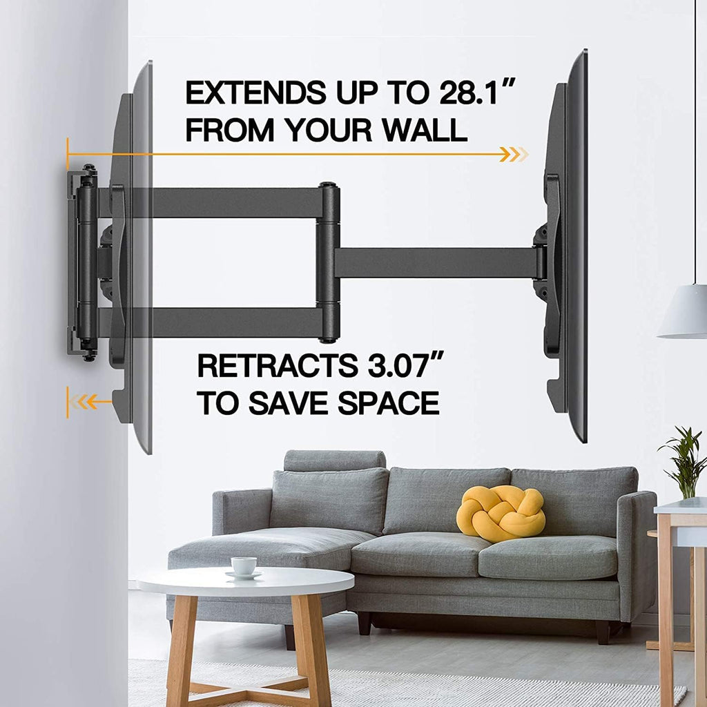 Full Motion TV Wall Mount for 37-75 inch LED LCD OLED Flat/Curved TVs with VESA 600x400mm, Articulating Corner TV Bracket Swivel & Tilt, 28 inch Arm Extension, Holds TVs up to 110lbs Z276721