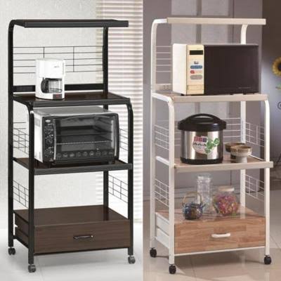Black Kitchen Cart with Microwave Shelf A74044