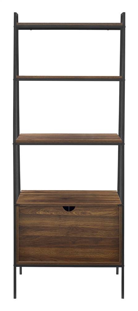 Dark Walnut Industrial Wood Ladder Bookcase N39850