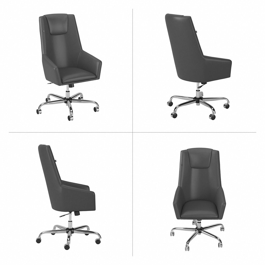 Black Leather High Back Box Chair C928
