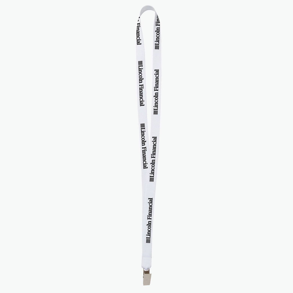 White Polyester Lanyard with Bulldog Clip L163123