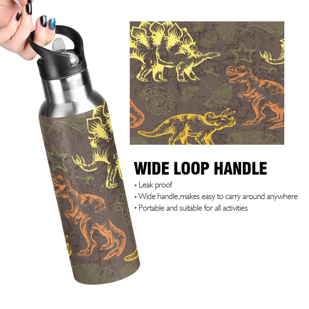 Stainless Steel Insulated Thermos Vacuum Flask Water Bottle with Straw Lid E86657
