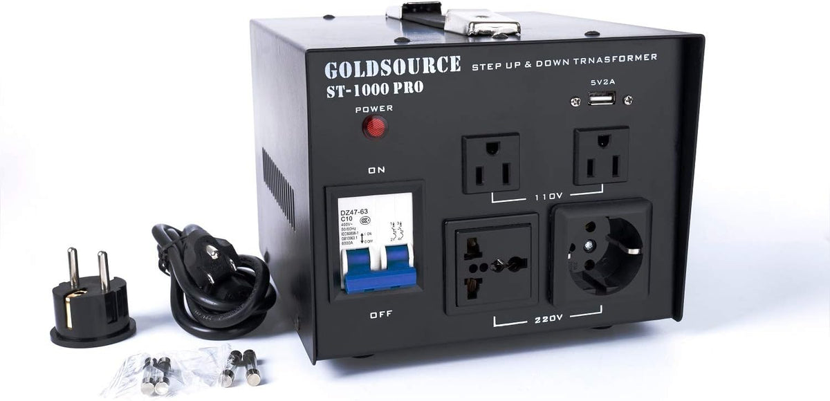 1500W Auto Step Up & Step Down Voltage Transformer Converter, AC 110/220V, US Standard, Schuko AC Outlets, DC 5V USB Port K697