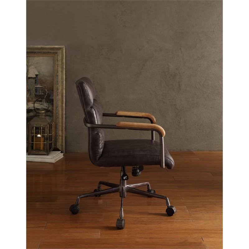 Leather Swivel Office Chair in Antique Ebony Y631