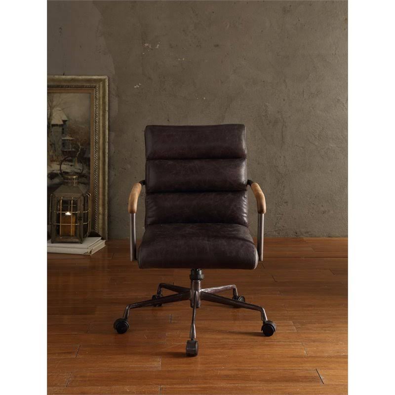 Leather Swivel Office Chair in Antique Ebony Y631