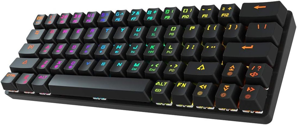 Wireless Wired 60% Mechanical Keyboard with Arrow Keys, Bluetooth 5.1, True RGB Backlit, 1900mAh Battery (White, Red Switch) O370711