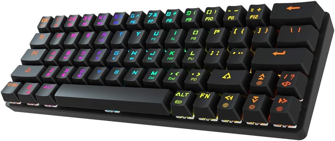 Wireless Wired 60% Mechanical Keyboard with Arrow Keys, Bluetooth 5.1, True RGB Backlit, 1900mAh Battery (White, Red Switch) O370711