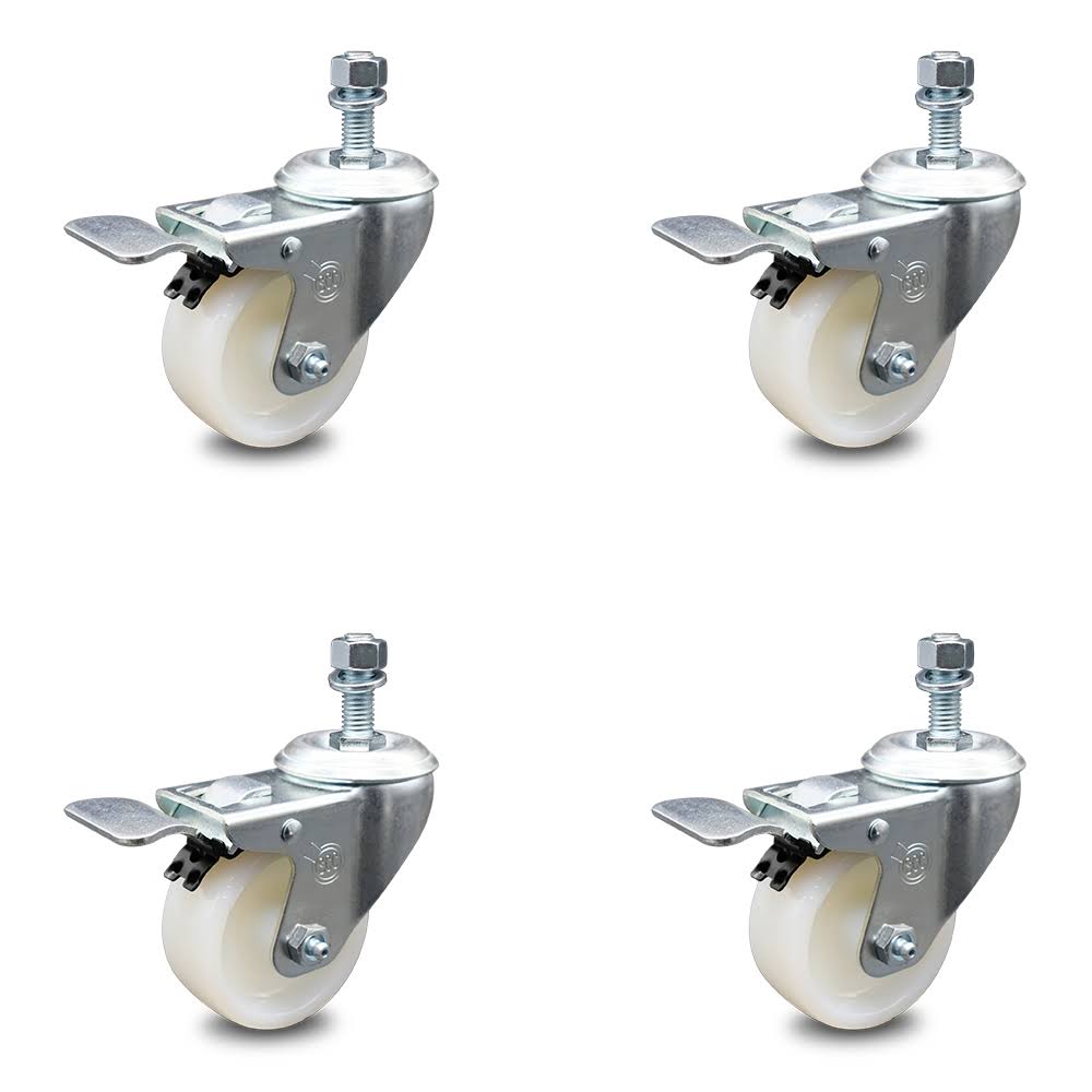 3 inch Nylon Swivel Caster Set with Total Lock Brake J61429