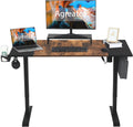 Electric Standing Desk Adjustable Height 55 x 28 Inch Sit Stand Desk with Desk Hooks Cable Management Tray Wood Monitor Stand File Bag Cup Holder K9506