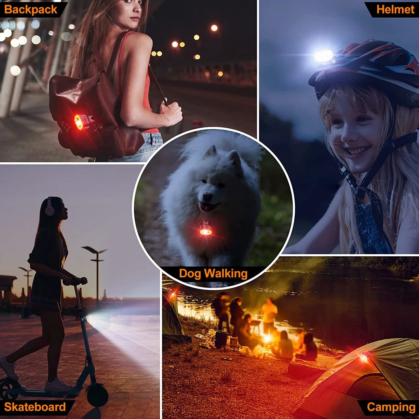 USB Rechargeable LED Bicycle Headlight Front Rear Light Set K614633