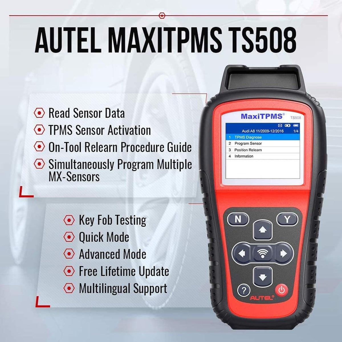TPMS Relearn Tool with 2 Modes, MX-Sensor Activation/Relearn/Reset W372209