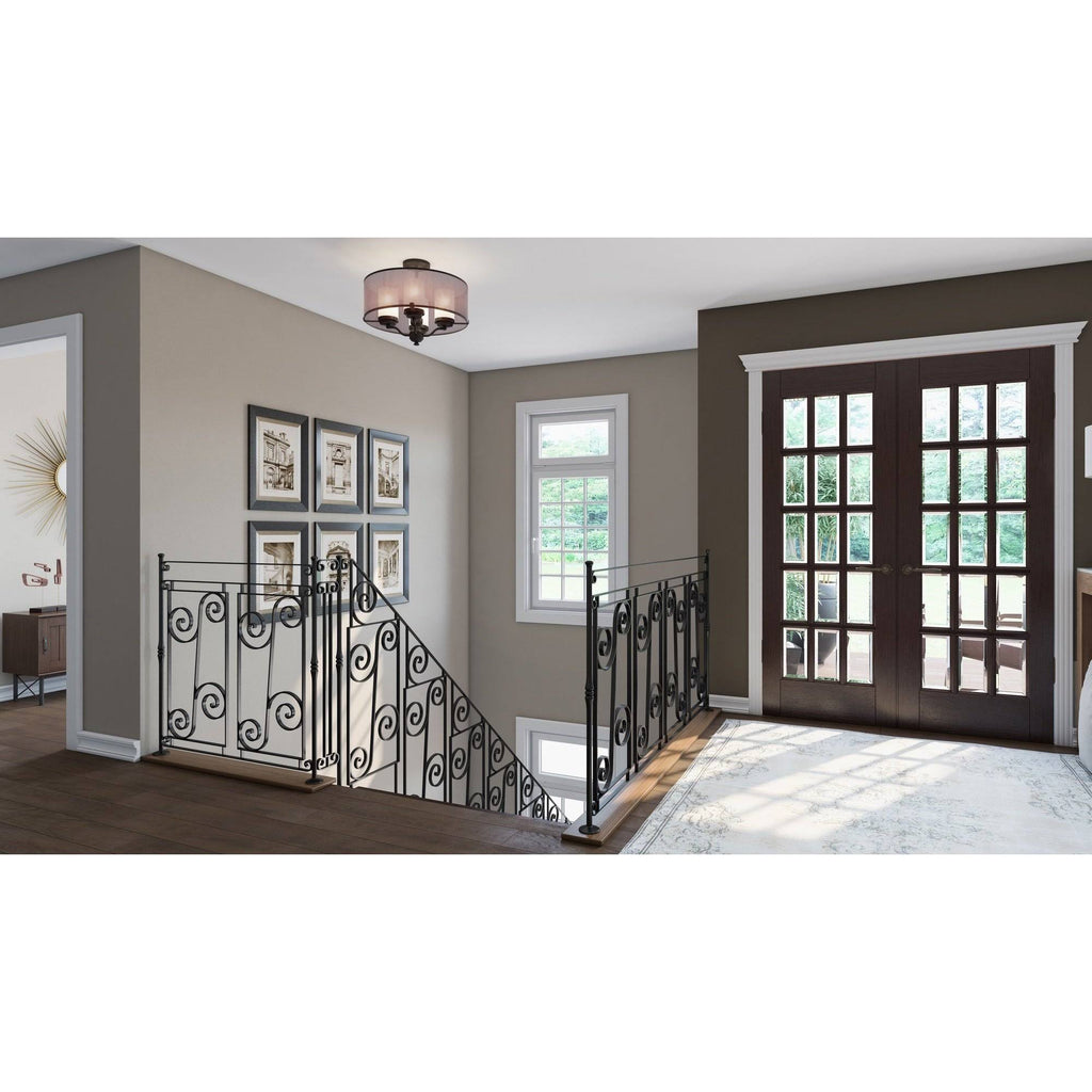 Oil Rubbed Bronze 4-Light Semi-Flush Mount H3017