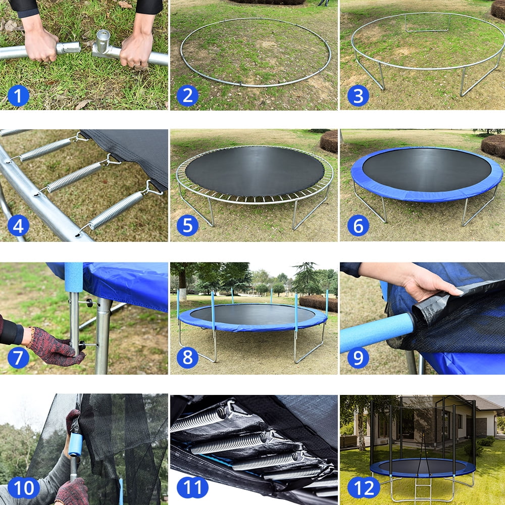 10 ft Trampoline with Enclosure and Wind Stakes, Blue C954