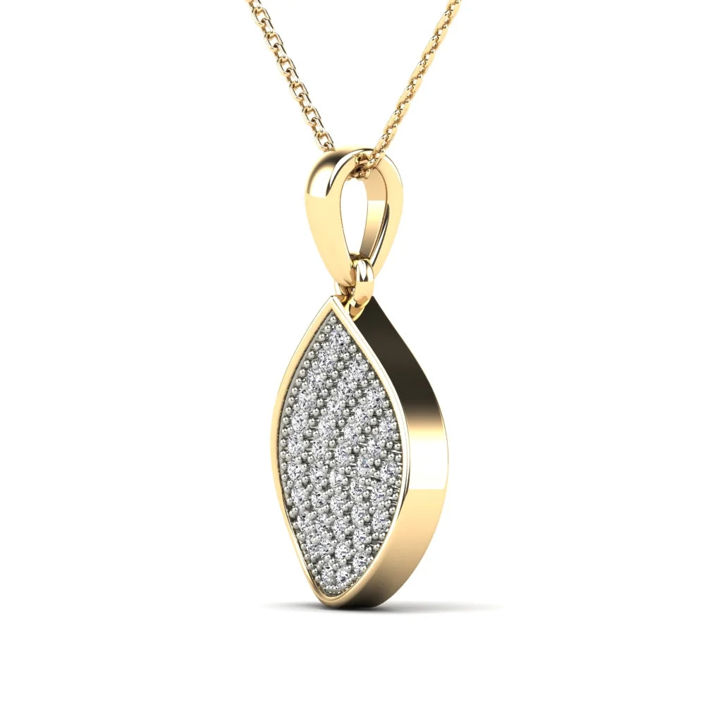 10K Yellow Gold Diamond Teardrop Pendant Necklace V3603