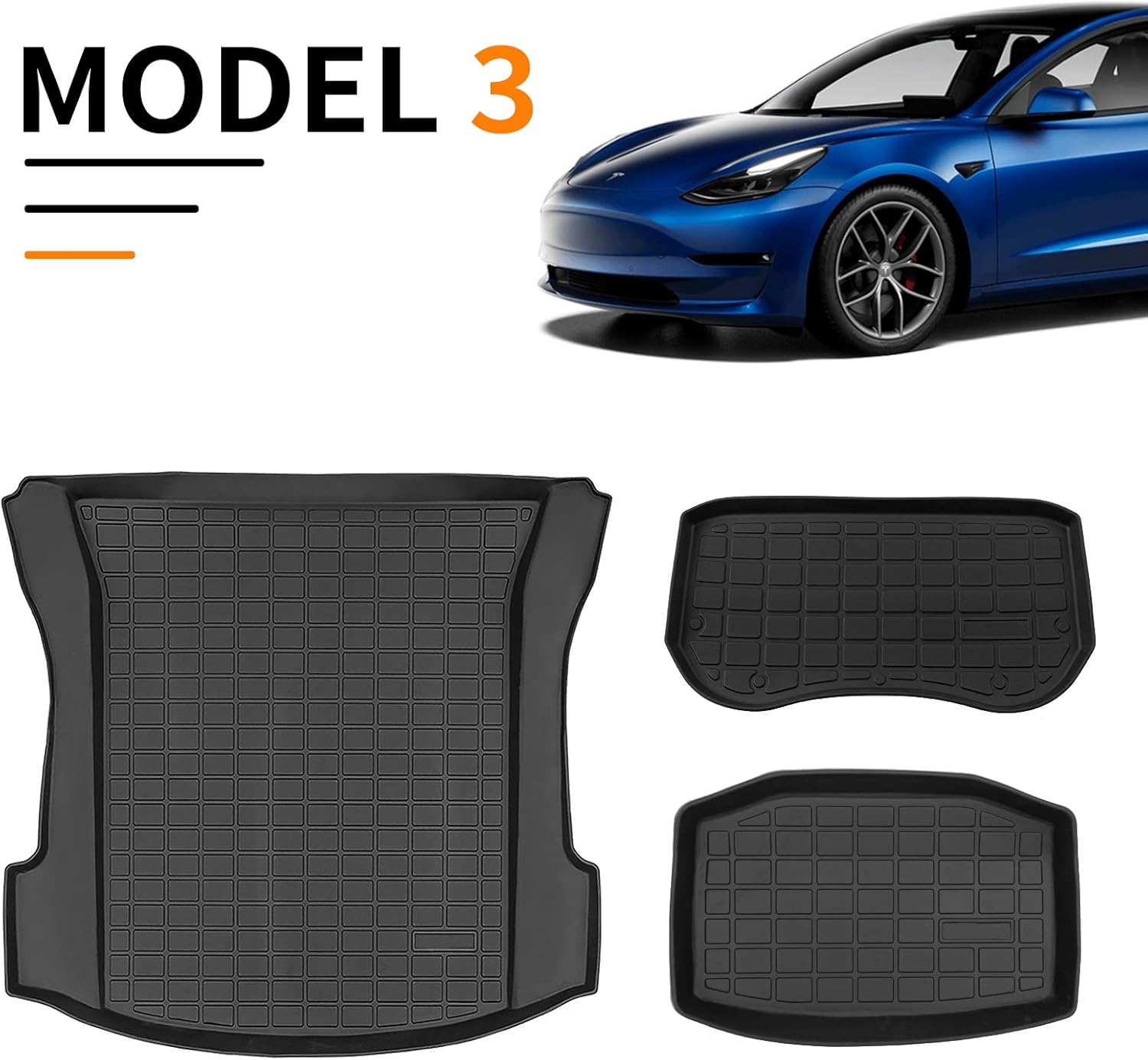 Set of 6 All Weather Frunk Mats for Tesla Model 3 X850621