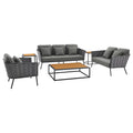 Gray Charcoal 6 Piece Outdoor Aluminum Sectional Sofa Set U254