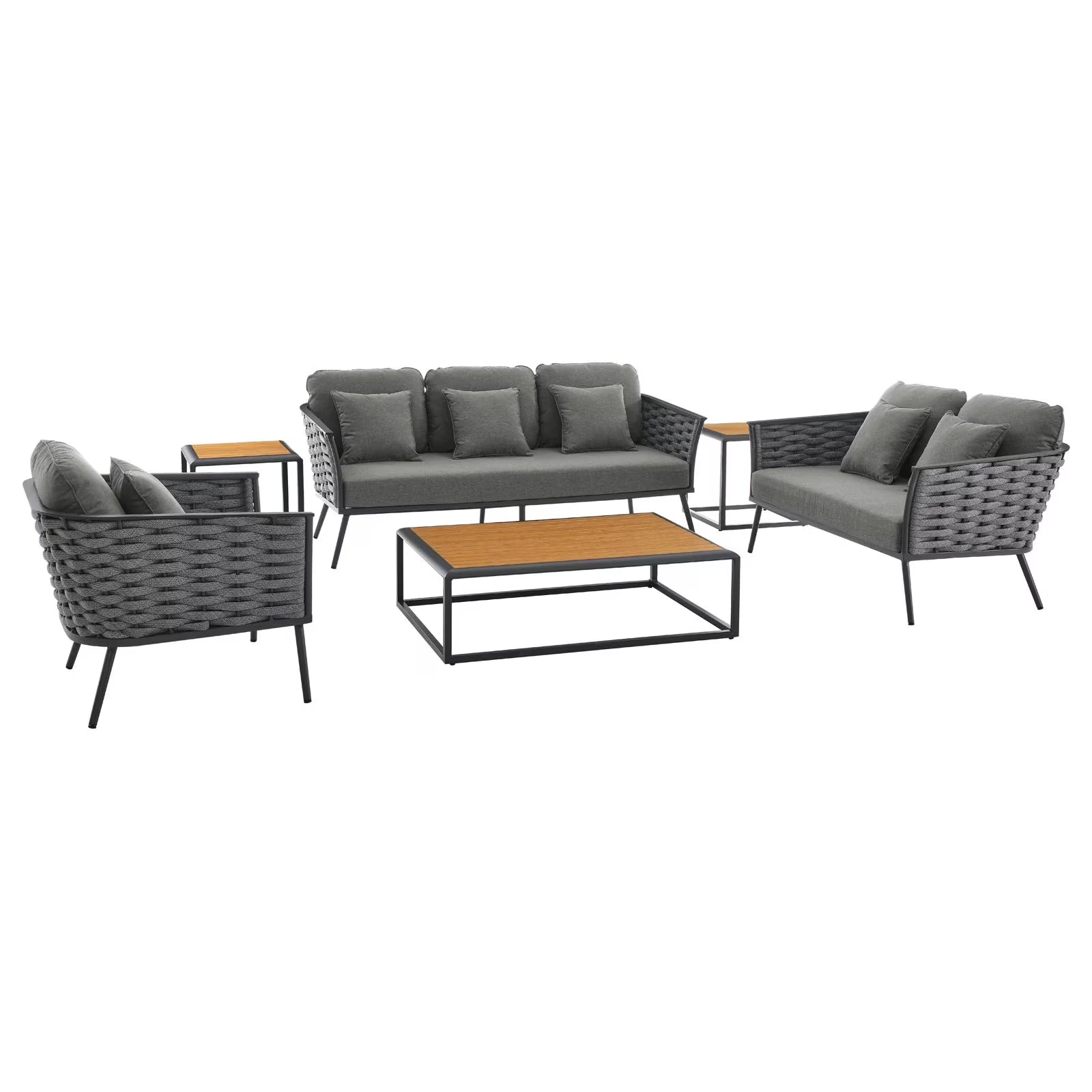Gray Charcoal 6 Piece Outdoor Aluminum Sectional Sofa Set U254