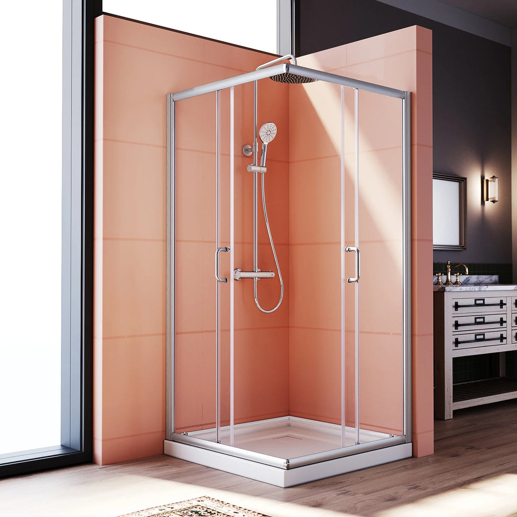 36 x 36 x 72 Corner Sliding Shower Enclosure Door Black Brushed Nickel J3239