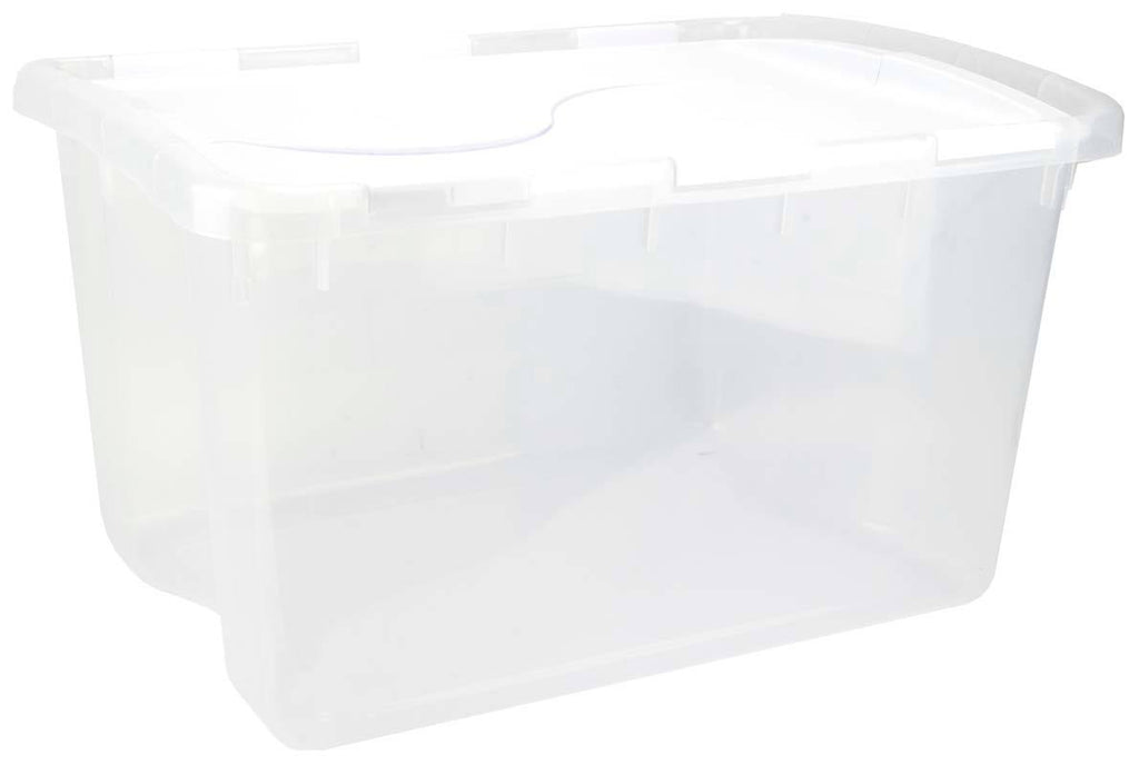 48 Quart Clear Hinged Plastic Storage Container 6 Pack D834