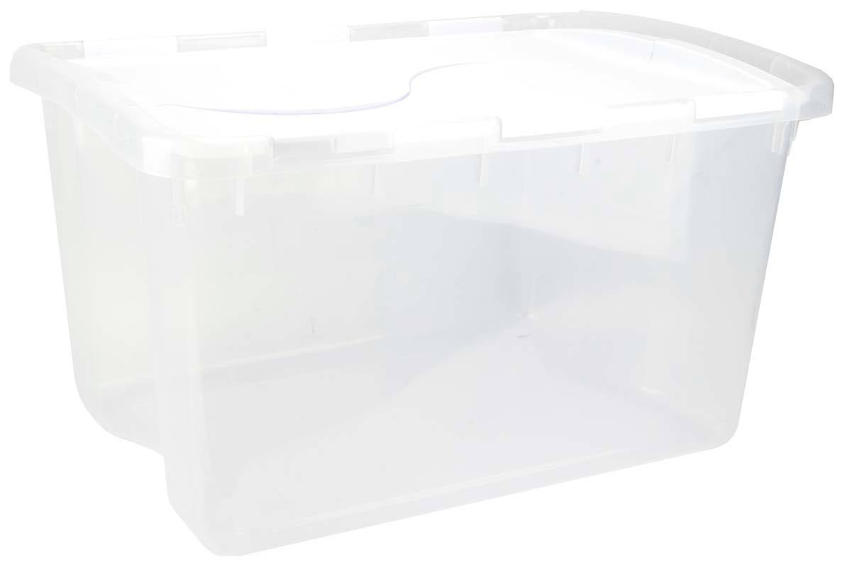 48 Quart Clear Hinged Plastic Storage Container 6 Pack D834