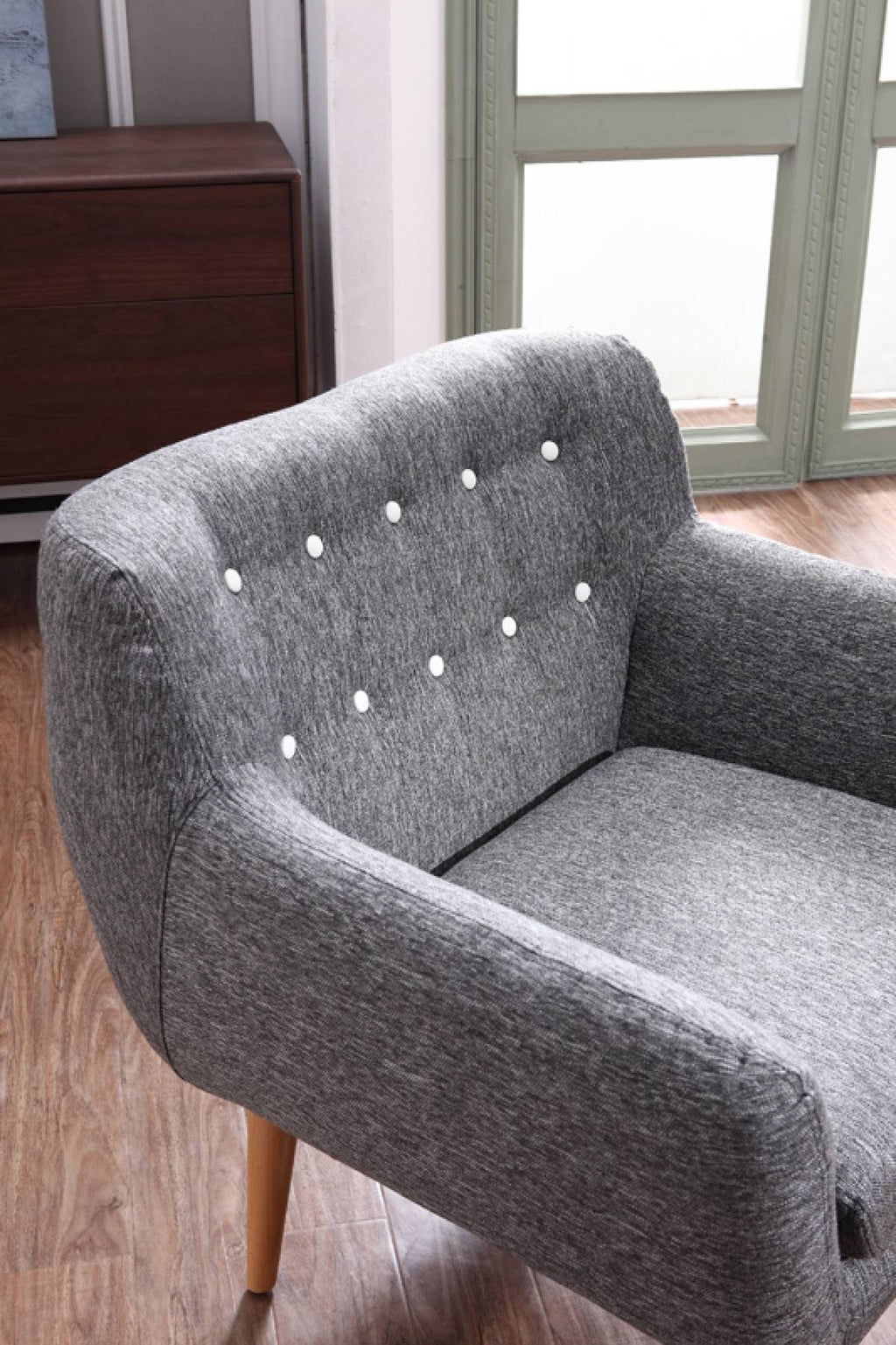 Grey and White Fabric Accent Chair R923656