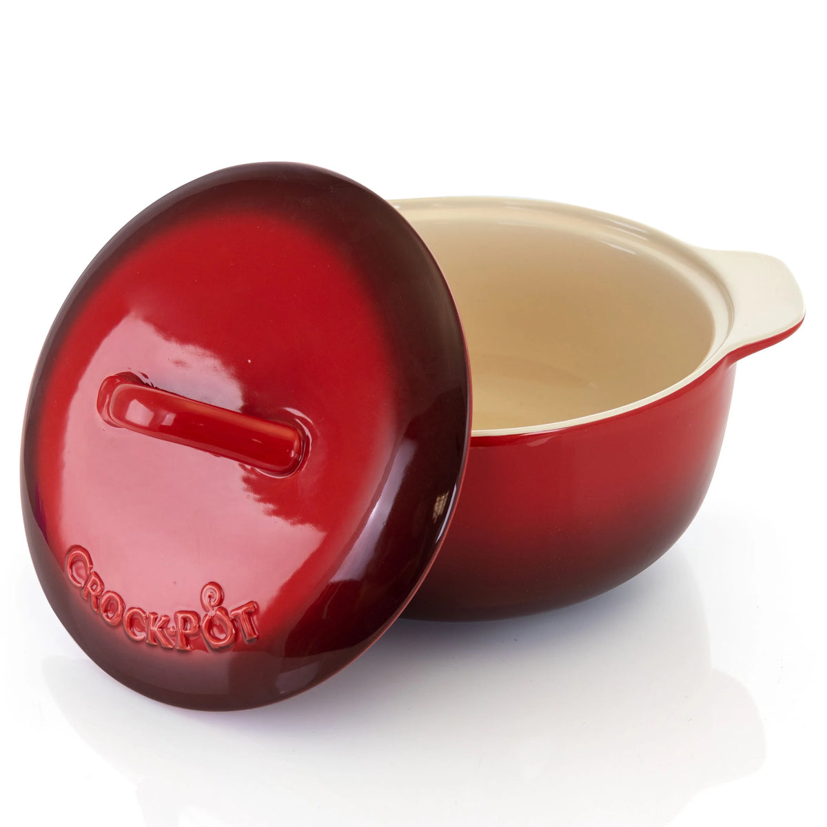2.3 Quart Round Stoneware Casserole with Lid in Red X27174