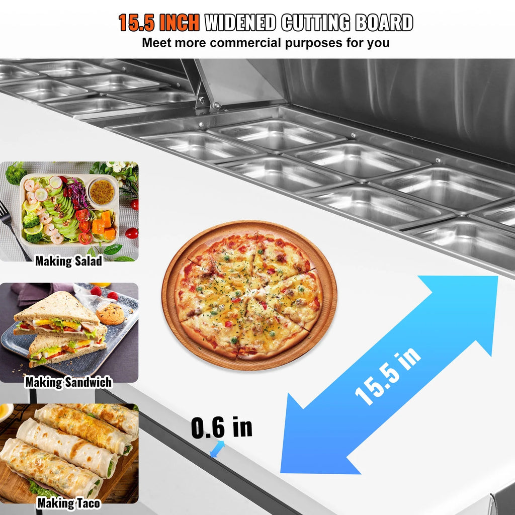 Refrigerated 72" Wide Sandwich Salad Prep Table 3 Doors Holds 18 Pans E733980