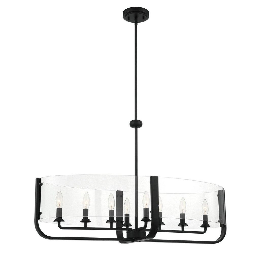 8 Light Oval Chandelier Black F733