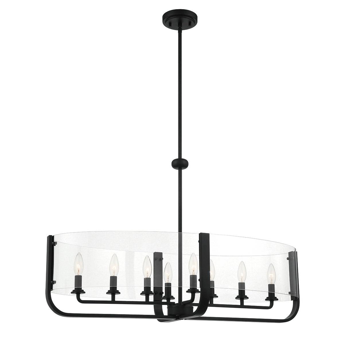 8 Light Oval Chandelier Black F733