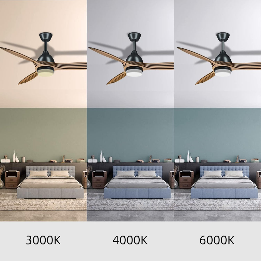 52'' Ceiling Fan with Lights Remote Control Brushed Wood Walnut Blades 3 Level Timer 6 Speed Reversible Motor P7033