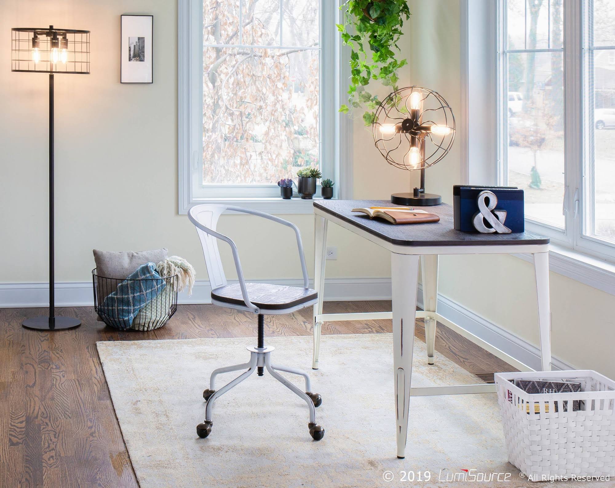 Industrial Task Chair, Espresso/Vintage White H278