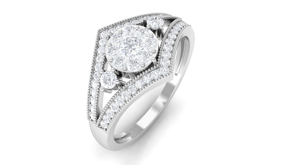 Moissanite Art Deco Engagement Ring, 0.75 CT, 925 Sterling Silver, US 4.00 D96497