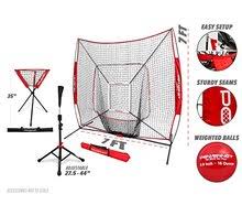 Red Baseball Softball Net with Strike Zone, 3 Training Balls, Tee Ball Caddy E643