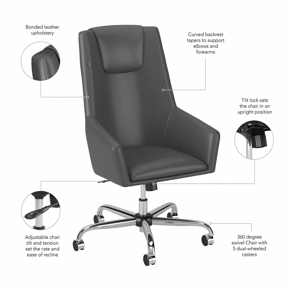 Black Leather High Back Box Chair C928
