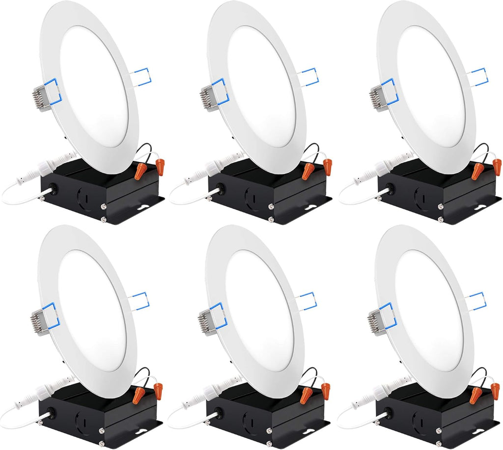4 Inch Ultra Thin LED Recessed Ceiling Lights, 4000K Cool White, Dimmable 10W, 650 LM, 6 Pack T74746