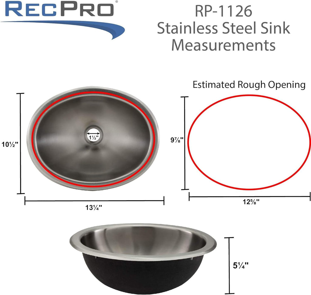 Stainless Steel Oval RV Kitchen Sink C7056