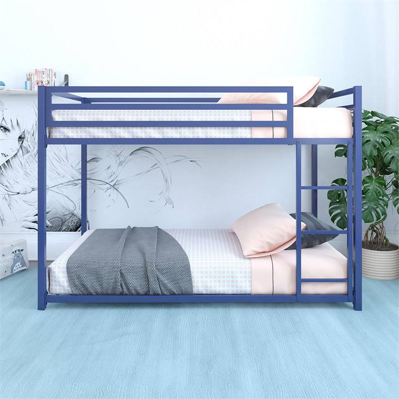 Blue Twin Over Twin Metal Bunk Bed H3007