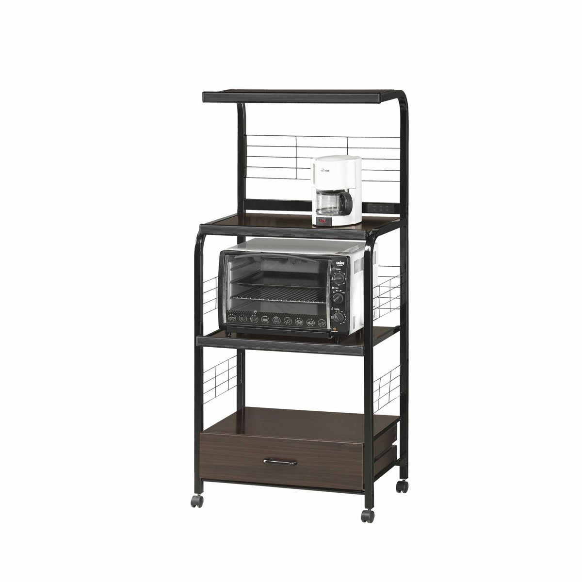 Black Kitchen Cart with Microwave Shelf A74044