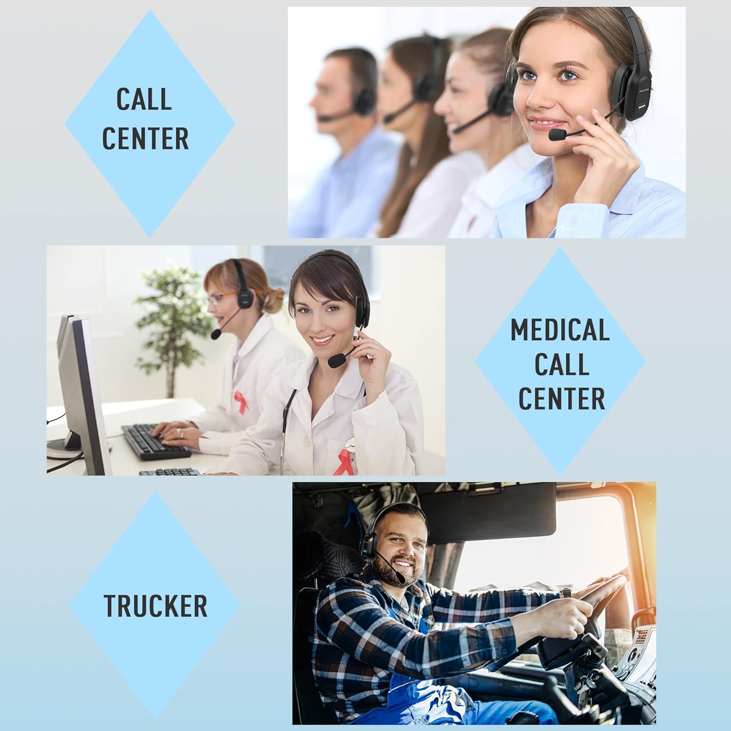 Wireless Headset with Microphone - Noise Canceling Headphones with Mic - On-Ear Earphones with USB Dongle - 32H Talk Time Y422