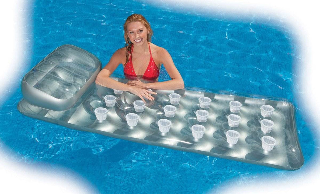 Silver Pool Lounger Float with Headrest B418