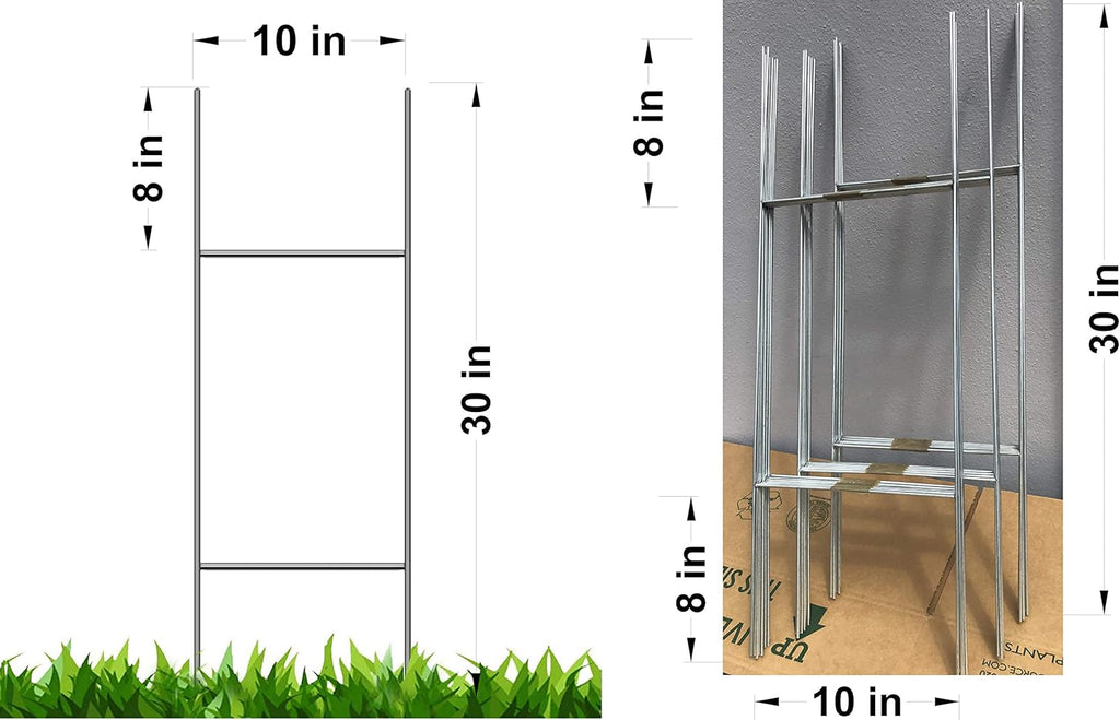 50 Pack Galvanized Metal Stake Sign Holder, 10 inch x 30 inch, 9 Gauge C4154
