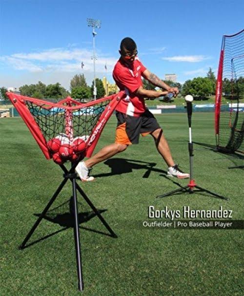 Red Baseball Softball Net with Strike Zone, 3 Training Balls, Tee Ball Caddy E643