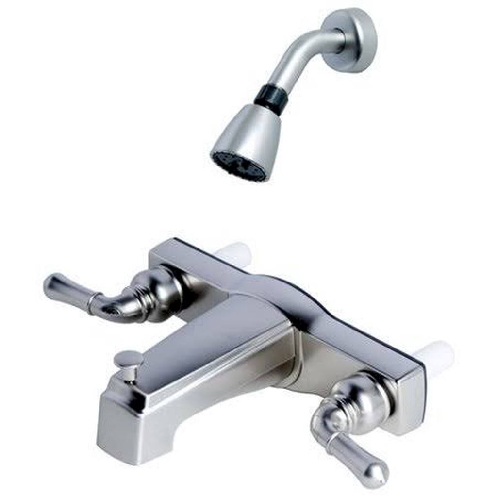 Brushed Nickel Double Handle Tub Shower Faucet Diverter C17578