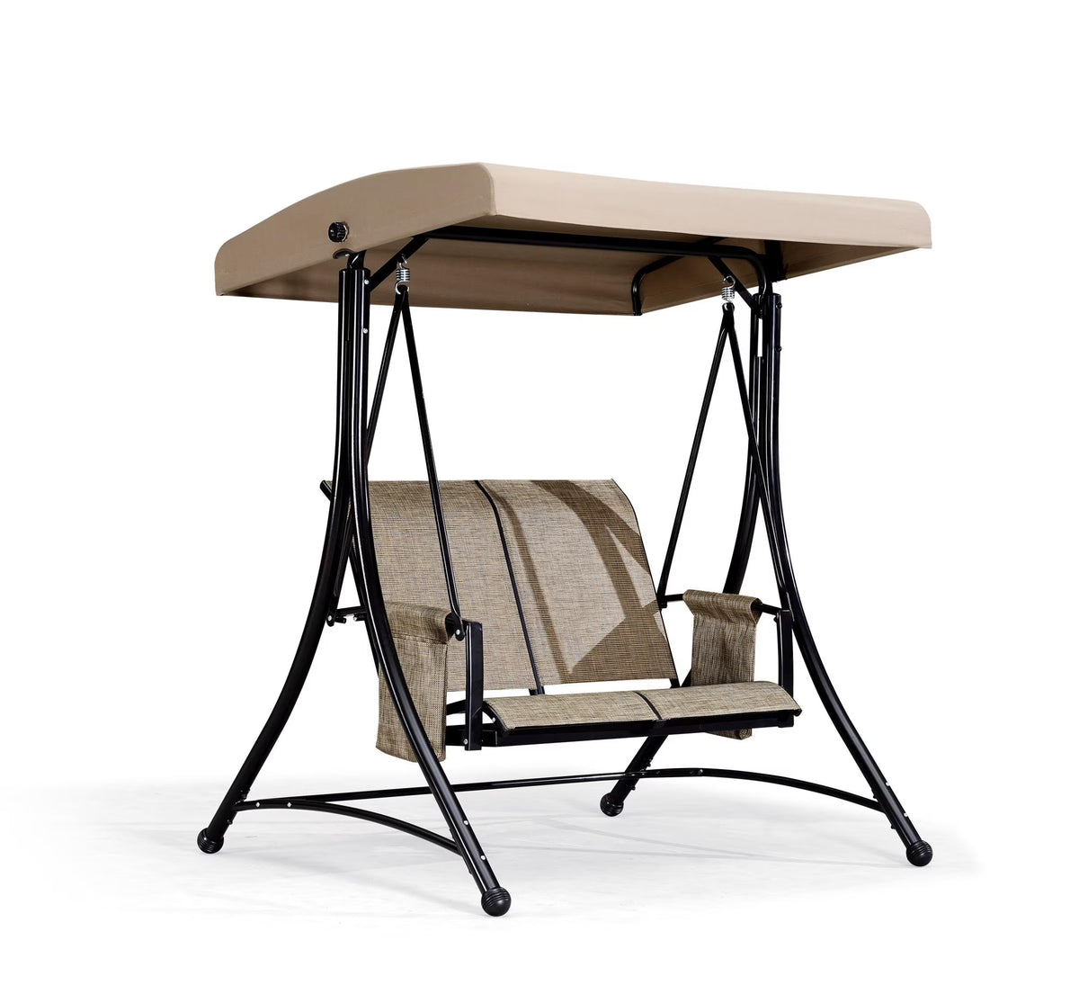 Beige 2-Seat Outdoor Patio Swing with Steel Frame W42916