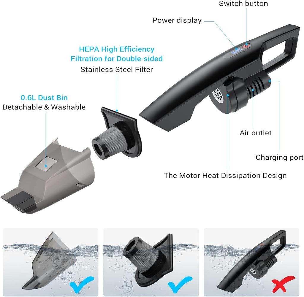 Handheld Cordless Vacuum Cleaner with 4 Attachments N352362