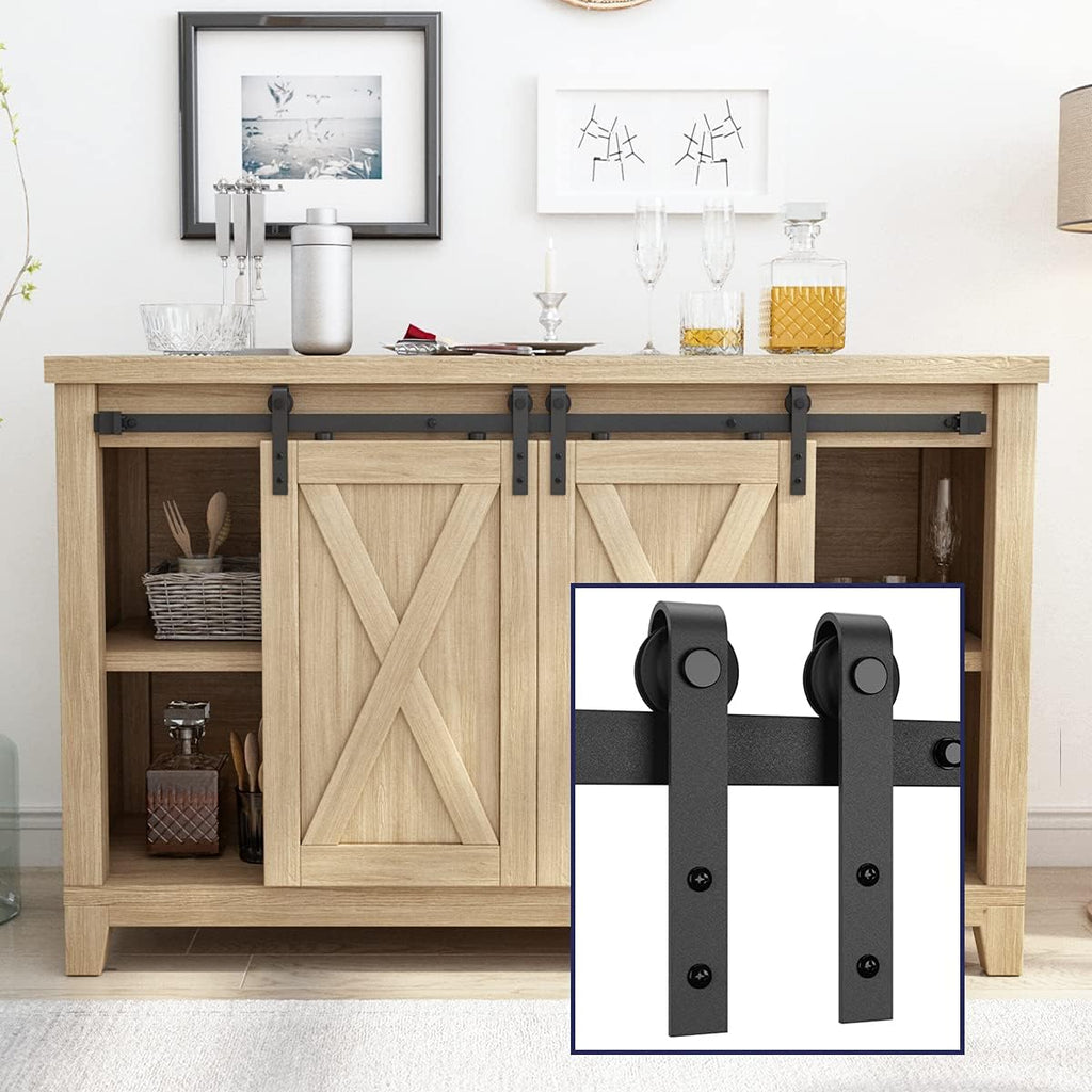 6.6FT Double Sliding Barn Hardware Kit for TV Stand, Closet, Window U190