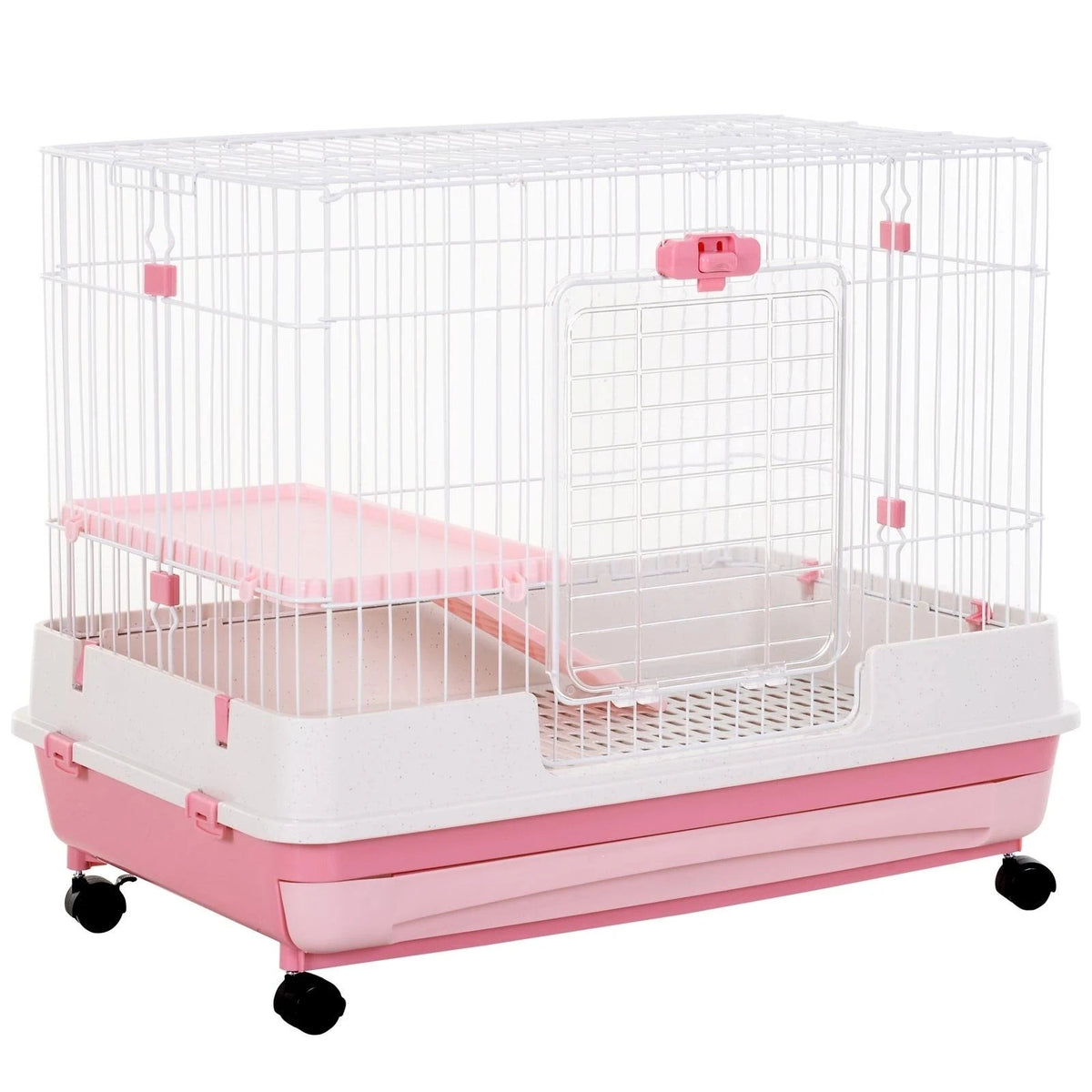 Pink Small Animal Habitat Cage with Wheels U830